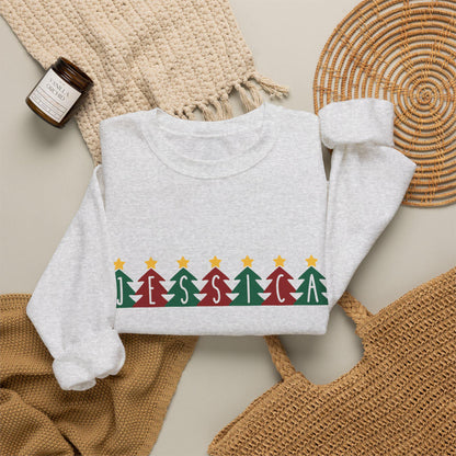 Personalisierter Weihnachtspullover mit Name | Tannenbaum Schriftzug | Familien Partnerlook Geschenk Mama Papa Kinder Advent Fotoshooting