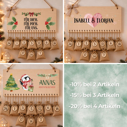 Geschenkbeutel mit Namen – personalisierter Nikolaussack, Weihnachtsbeutel Kinder Erwachsene, Geschenke Weihnachten, Blumenkranz