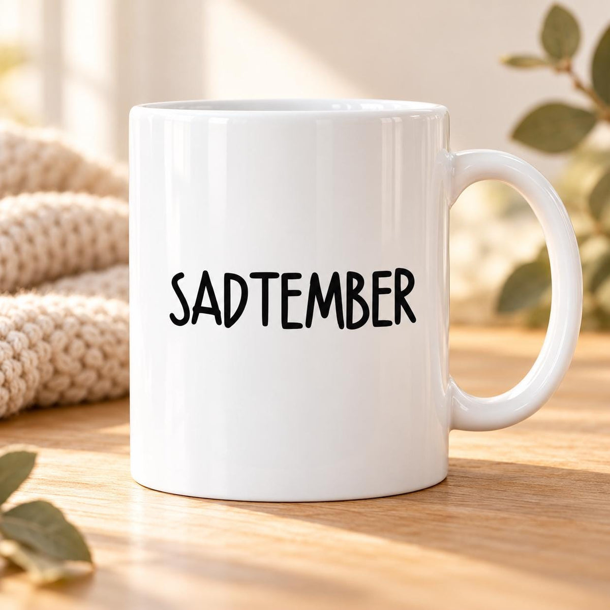 SADTEMBER Tasse | Lustiger September Spruch | Herbstblues Geschenk Freundin Kollegin | Schwarzer Humor Keramikbecher Büro Kollegen Geschenk
