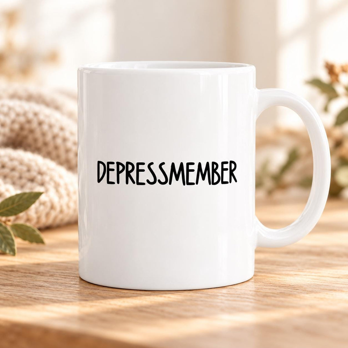 DEPRESSMEMBER Tasse | Lustiger Dezember Spruch | Schwarzer Humor Geschenk Freundin Kollegin | Winter Weihnachten Keramikbecher