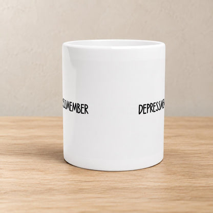 DEPRESSMEMBER Tasse | Lustiger Dezember Spruch | Schwarzer Humor Geschenk Freundin Kollegin | Winter Weihnachten Keramikbecher