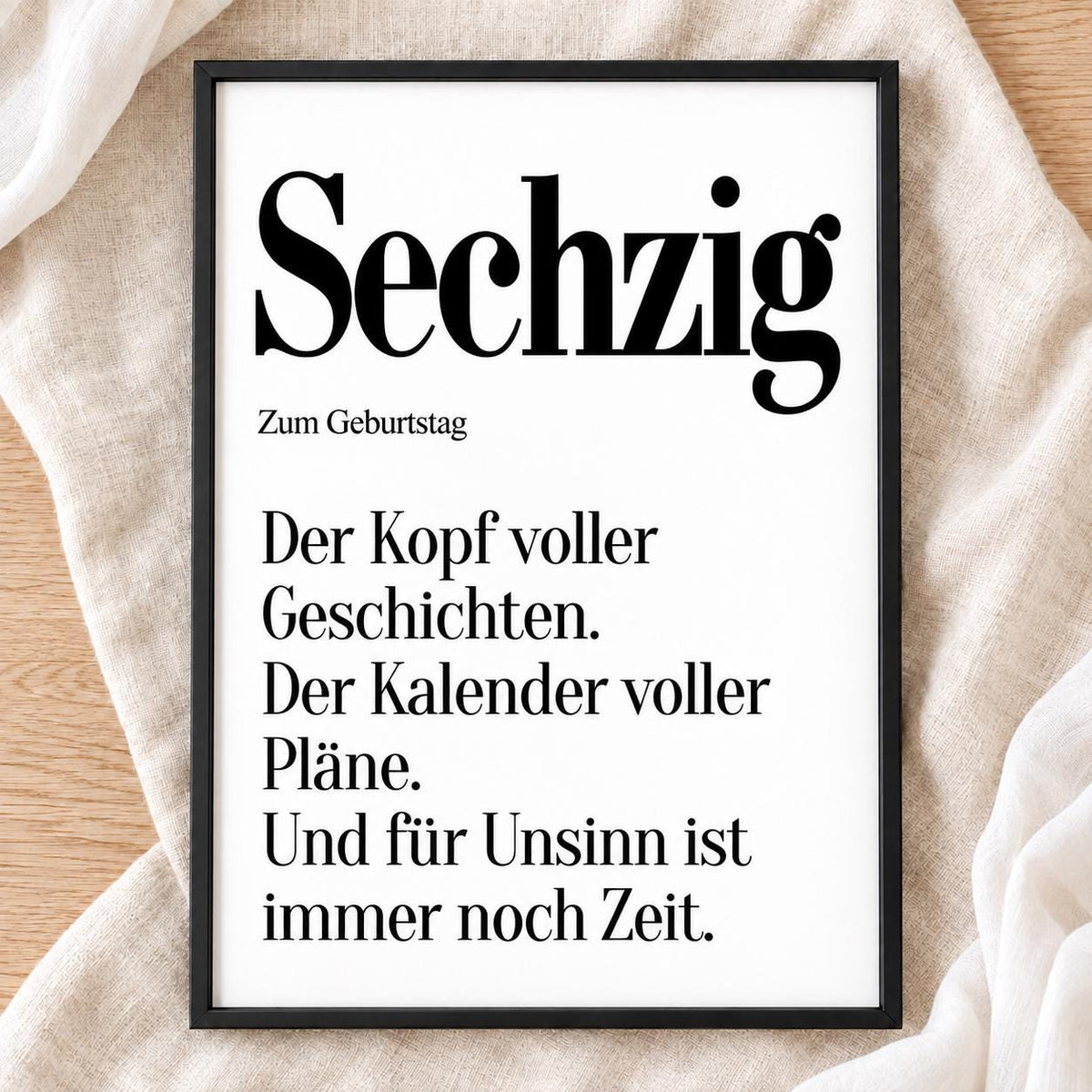 60. Geburtstag Poster personalisierbar | Sechzig Definition mit lustigem Spruch | Geschenk Frau Mann | Typografie Wandbild Wunschalter Druck