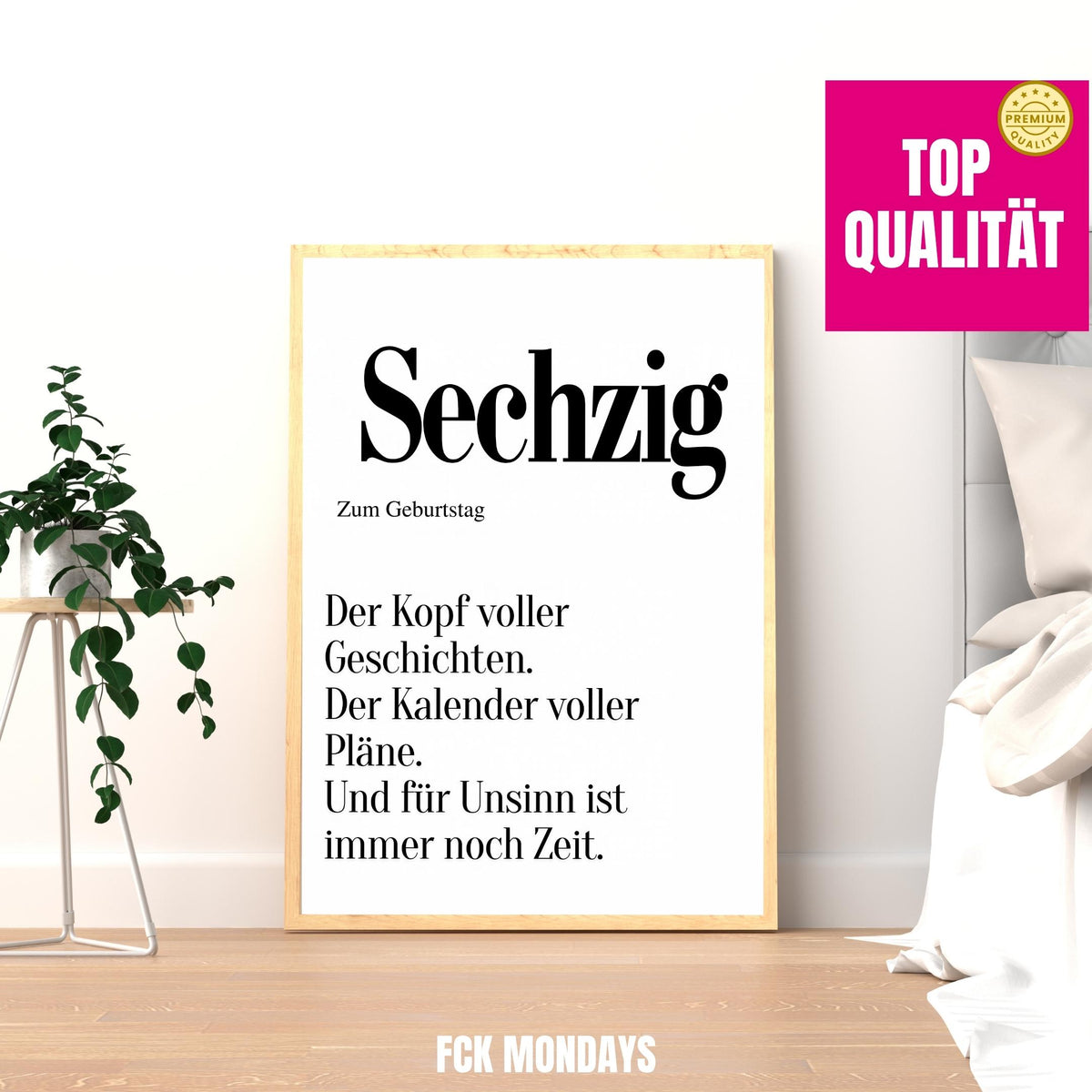 60. Geburtstag Poster personalisierbar | Sechzig Definition mit lustigem Spruch | Geschenk Frau Mann | Typografie Wandbild Wunschalter Druck