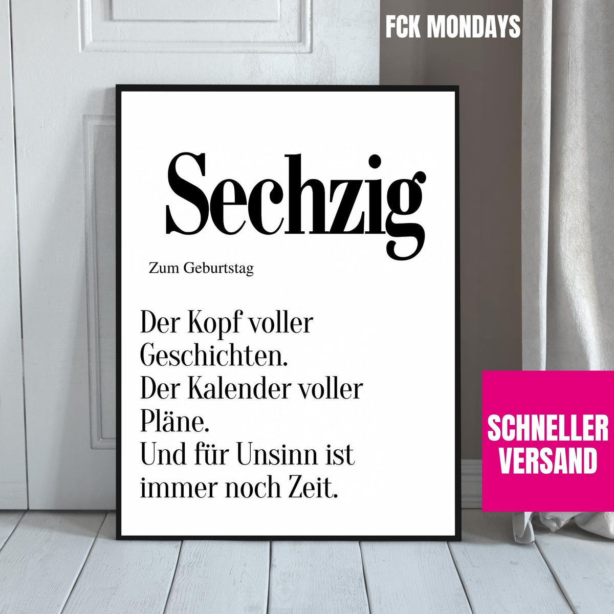 60. Geburtstag Poster personalisierbar | Sechzig Definition mit lustigem Spruch | Geschenk Frau Mann | Typografie Wandbild Wunschalter Druck