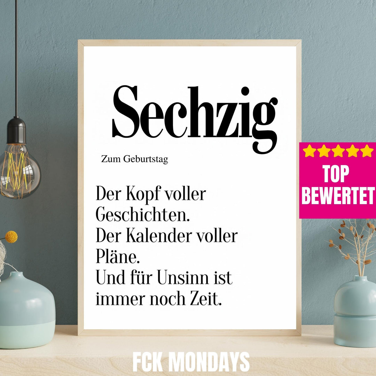 60. Geburtstag Poster personalisierbar | Sechzig Definition mit lustigem Spruch | Geschenk Frau Mann | Typografie Wandbild Wunschalter Druck