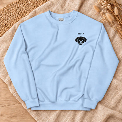 Personalisierter Hundepullover mit Name – Bestickter Unisex Sweater mit Hundesilhouette, Geschenk für Hundemama und Hundepapa Haustier Bild