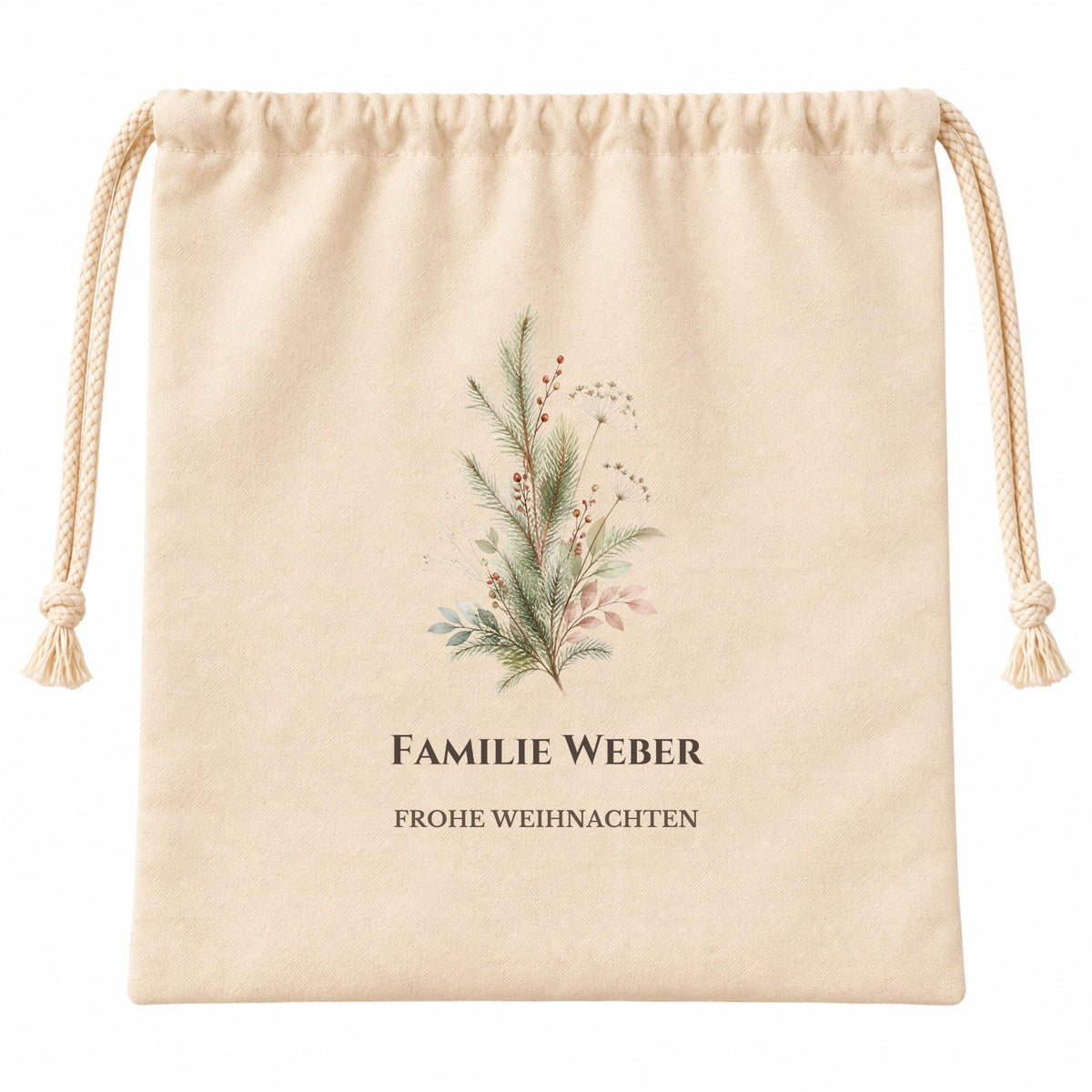 Geschenkbeutel mit Familiennamen – personalisierter Weihnachtssack, Nikolaus Geschenkverpackung für Familie, Tannenbaum Familie