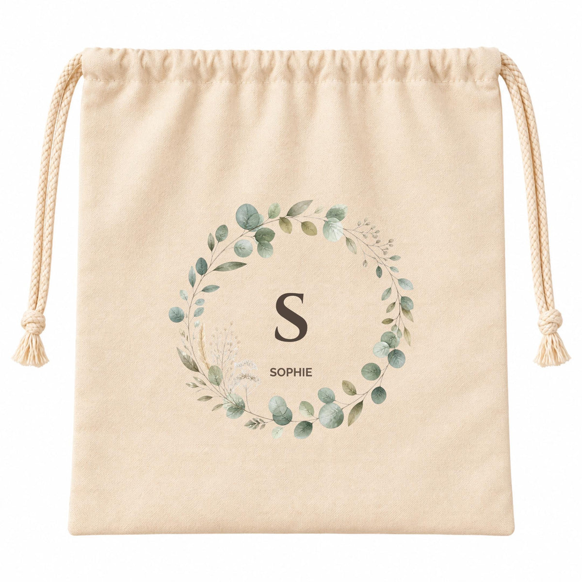 Geschenkbeutel mit Initiale und Namen – personalisierte Geschenkverpackung zum Geburtstag für Frau Freundin, Botanische Initiale