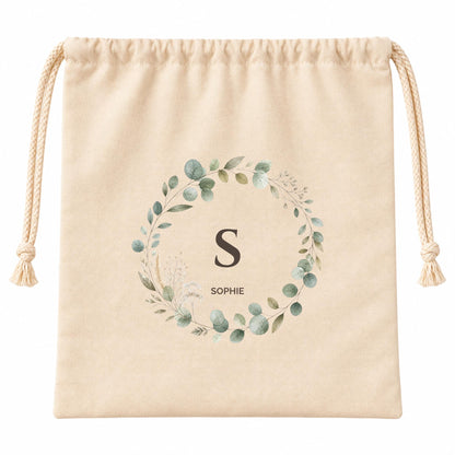 Geschenkbeutel mit Initiale und Namen – personalisierte Geschenkverpackung zum Geburtstag für Frau Freundin, Botanische Initiale