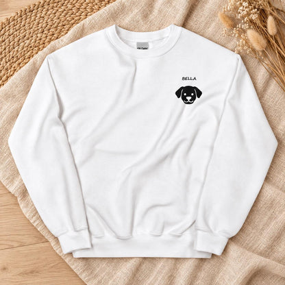 Personalisierter Hundepullover mit Name – Bestickter Unisex Sweater Hundesilhouette, Geschenk Hundemama Hundepapa Haustier Bild Sand Beige