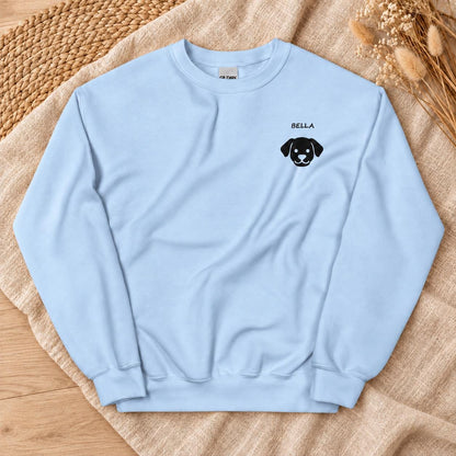 Personalisierter Hundepullover mit Name – Bestickter Unisex Sweater Hundesilhouette, Geschenk Hundemama Hundepapa Haustier Bild Sand Beige
