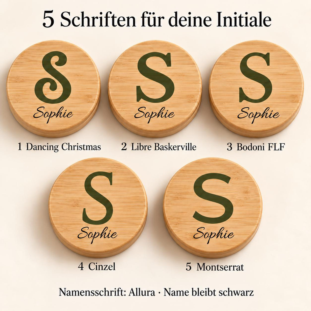 Personalisierte Duftkerze mit Initiale und Namen | 6 Farben, 5 Schriften | Geschenk für Freundin, Geburtstag | Vanille, Keramik mit Kork