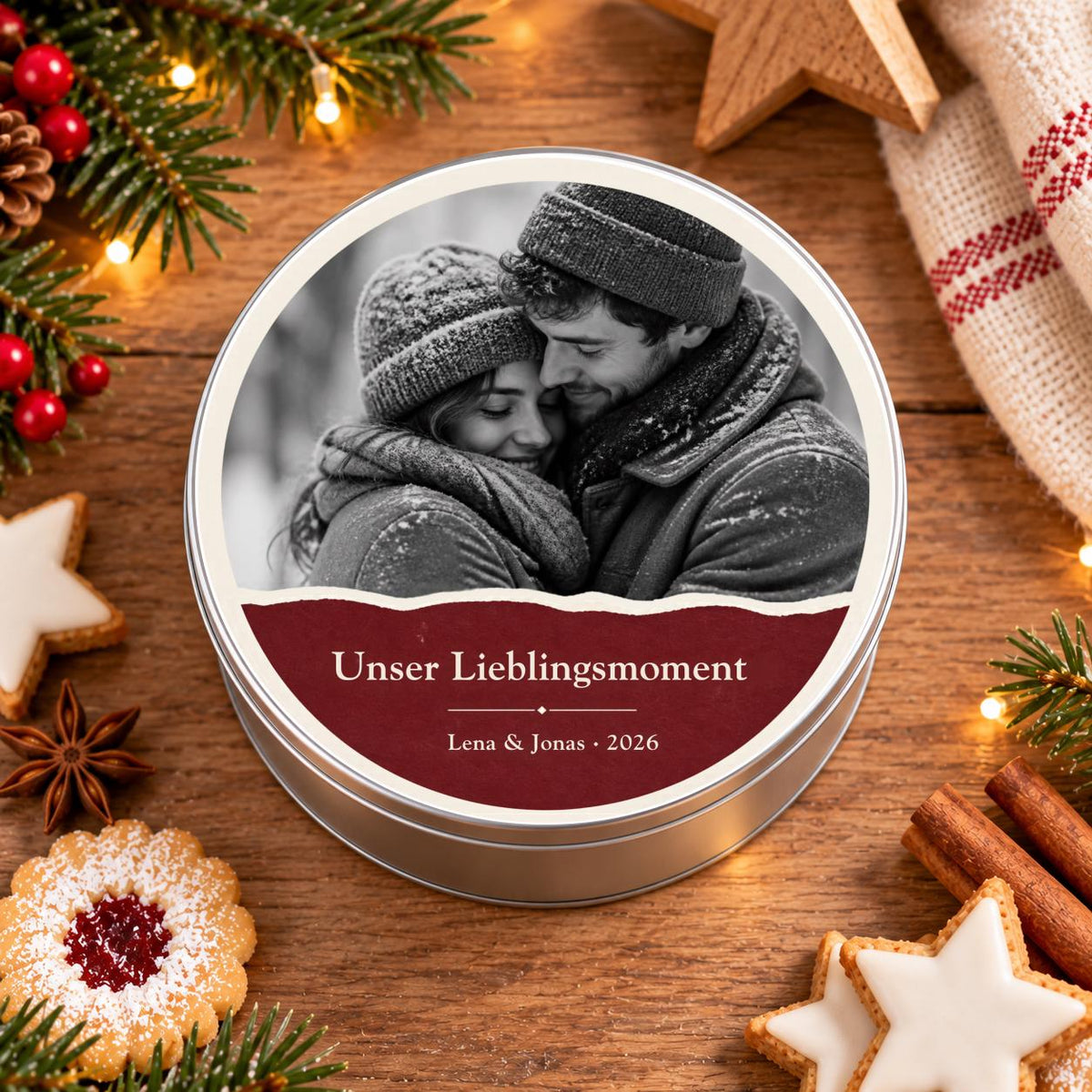 Lieblingsmoment Fotodose personalisiert | Gutschein Geschenkverpackung mit Foto und Namen | Weihnachtsgeschenk Partner Jahrestag Geburtstag