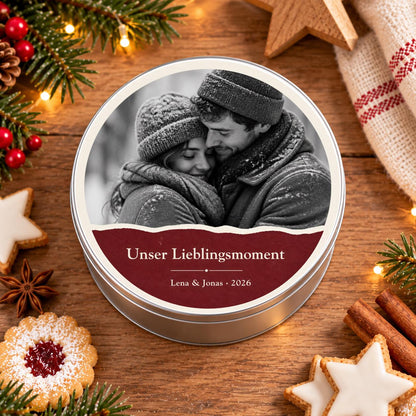 Lieblingsmoment Fotodose personalisiert | Gutschein Geschenkverpackung mit Foto und Namen | Weihnachtsgeschenk Partner Jahrestag Geburtstag
