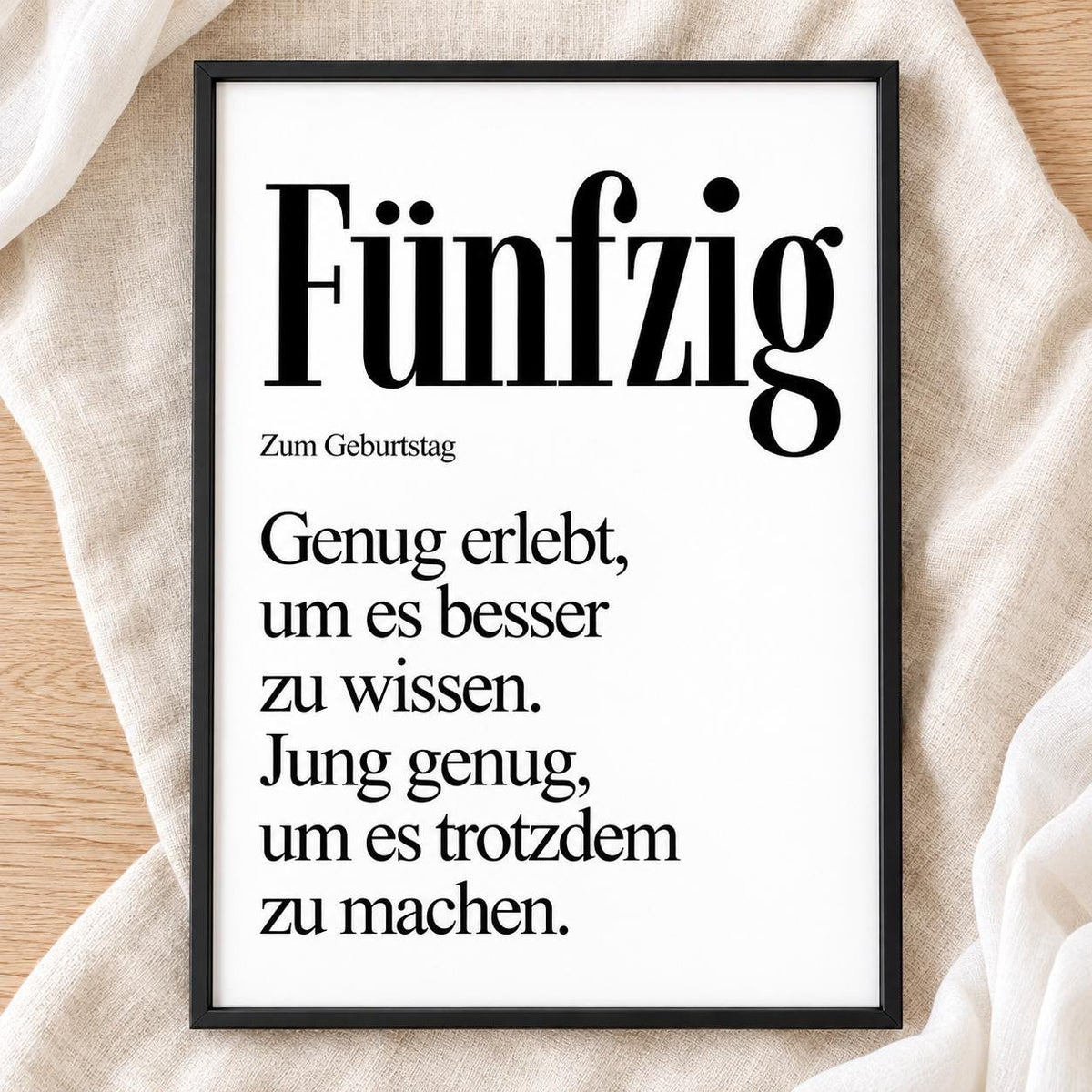 50. Geburtstag Poster personalisierbar | Fünfzig Definition mit lustigem Spruch | Geschenk Frau Mann | Typografie Wandbild Wunschalter Druck