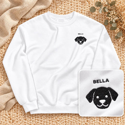 Personalisierter Hundepullover mit Name – Bestickter Unisex Sweater mit Hundesilhouette, Geschenk für Hundemama und Hundepapa Haustier Bild