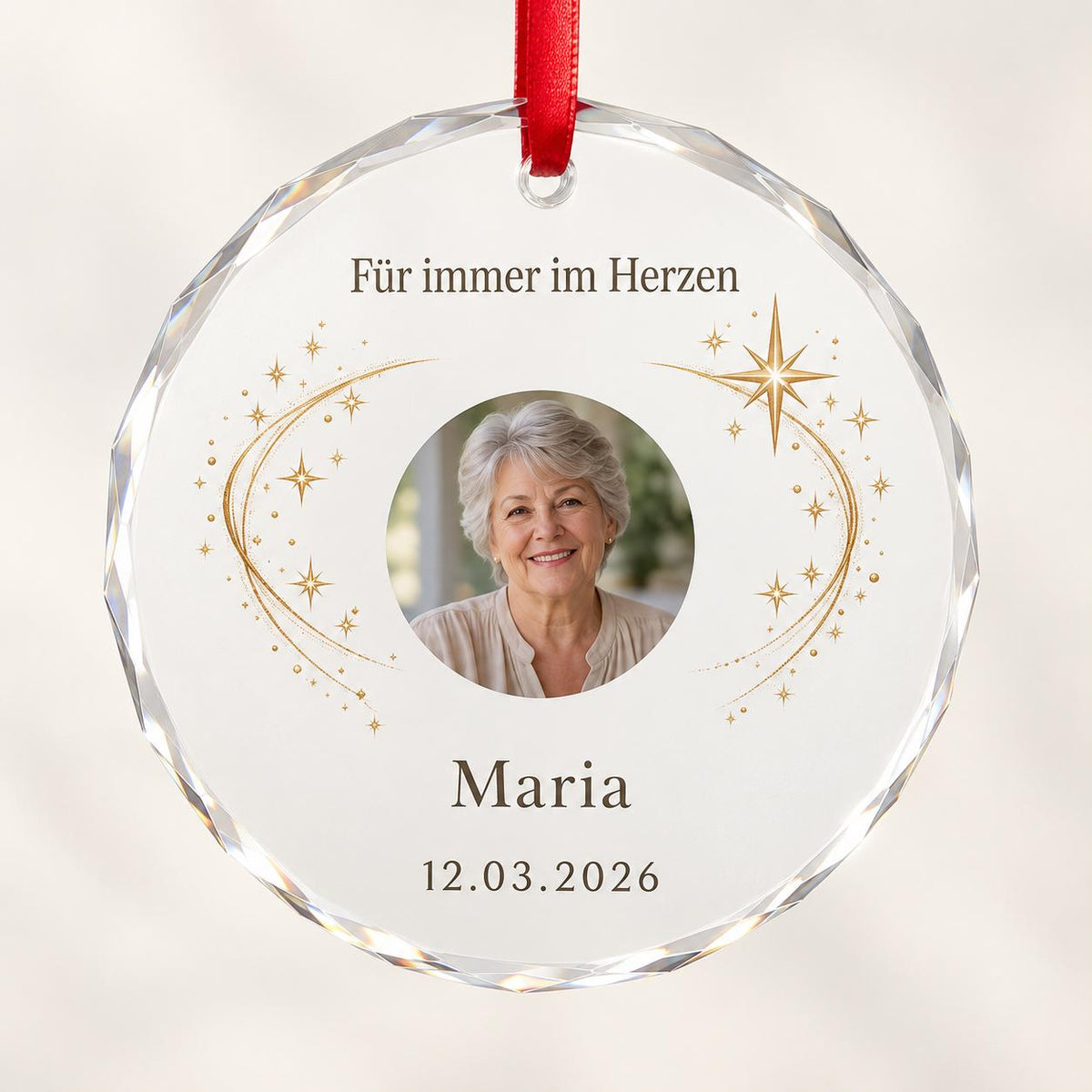 Erinnerung Glasornament personalisiert mit Foto, Name und Datum – Gedenkgeschenk für Angehörige, Trauergeschenk, Andenken an Verstorbene