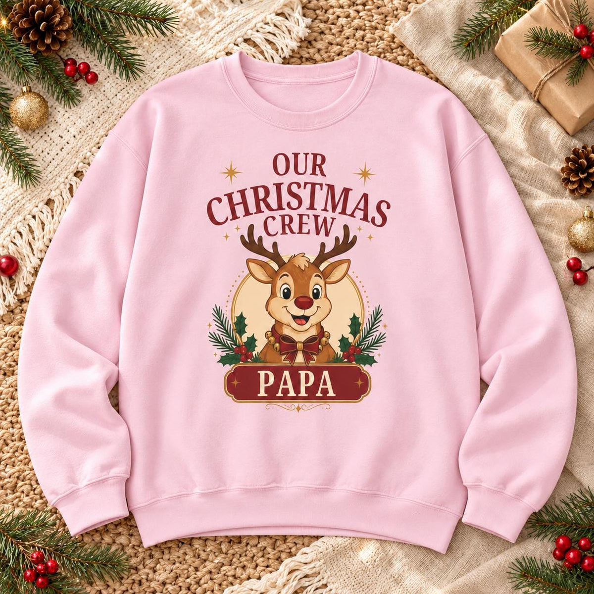 Personalisierter Weihnachtspullover Christmas Crew mit Name oder Rolle | Familien Partnerlook Advent Weihnachtsfoto Geschenk Eltern Kinder