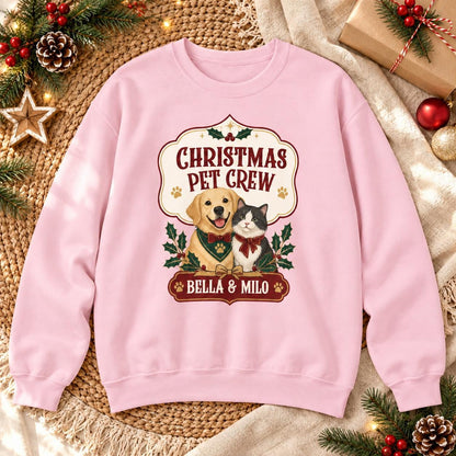 Personalisierter Weihnachtspullover Christmas Pet Crew mit Tiernamen | Geschenk Hundemama Katzenmama Tierfamilie Weihnachten Partnerlook Set