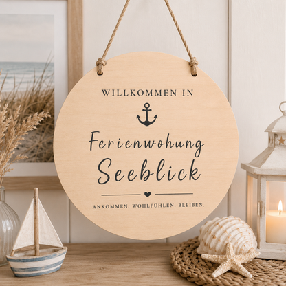 Personalisierbares Holzschild Ferienwohnung Seeblick