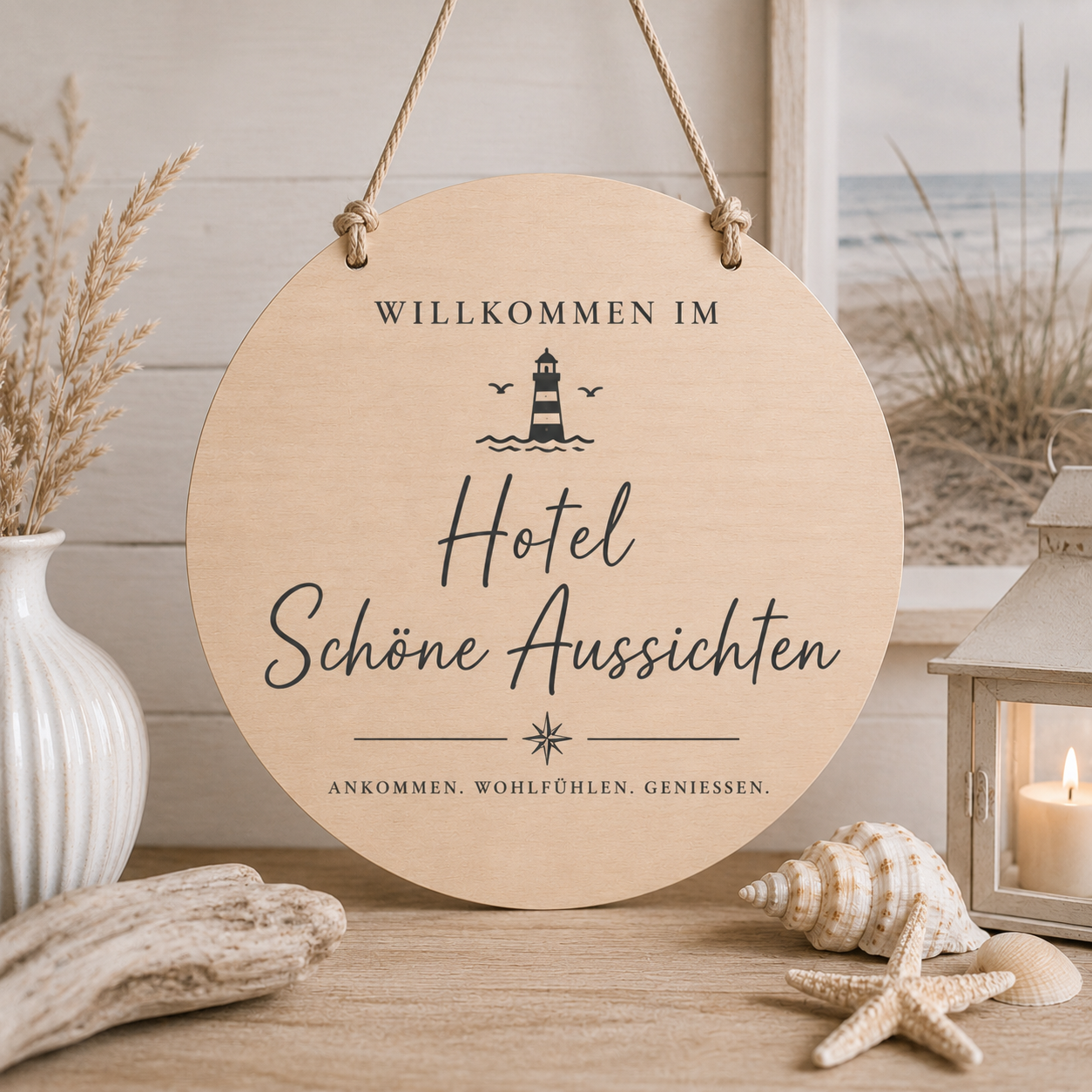 Personalisierbares Holzschild für Gastgeber