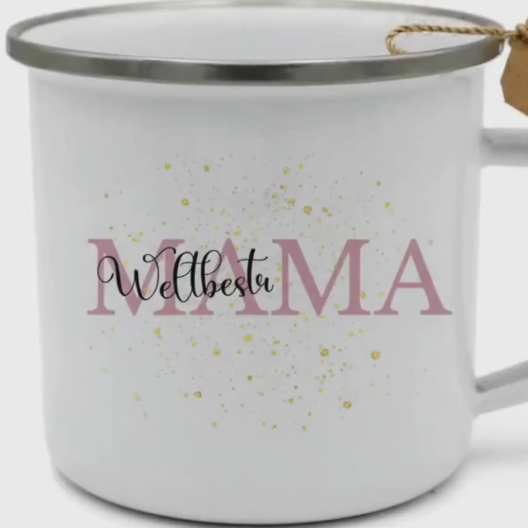 Tasse Mama Geschenk Muttertag | Papa Vatertag | Oma Opa Emaille Becher | Weihnachten Geburtstag Lieblingsoma Geschenkidee Enkel Kinder