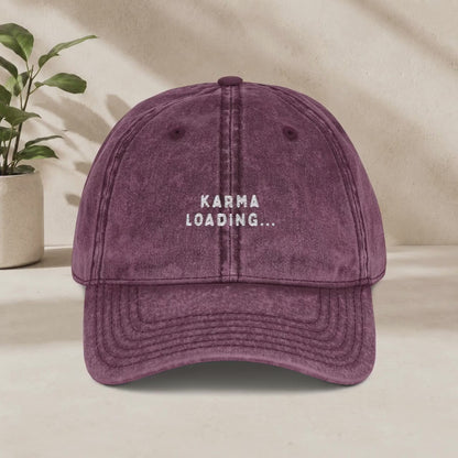 Karma Loading Cap Vintage | Bestickte Schirmmütze | Karma Mütze Geschenk | Funny Quote Cap | Good Vibes Hat Mental Health Festival