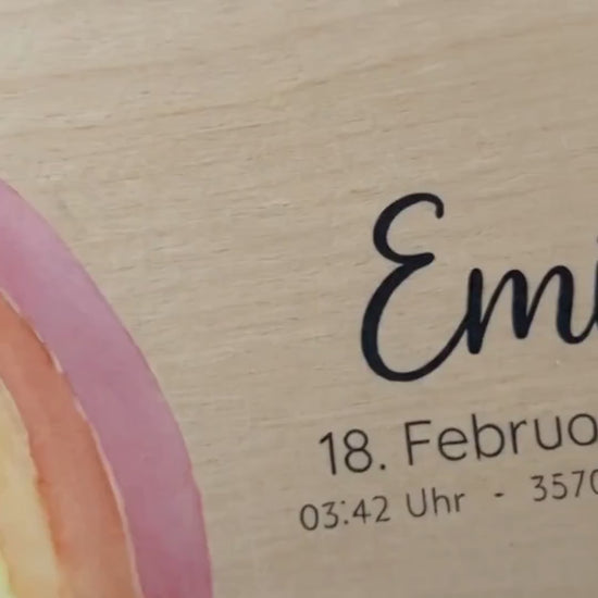 Personalized Baby Keepsake Box Wood with Name & Birth Details | Rainbow Moon Design | Baby Memory Box for Birth or Baptism | Baby Gift