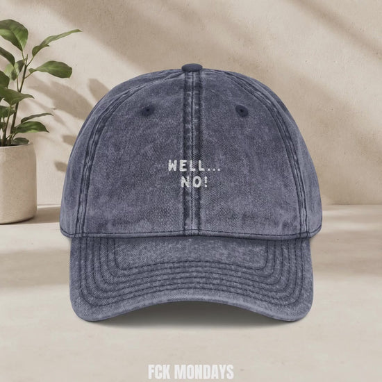 Well...No! Cap Vintage | Bestickte Schirmmütze | Funny Quote Cap | Statement Mütze Geschenk Freundin | Festival Baumwoll Cap