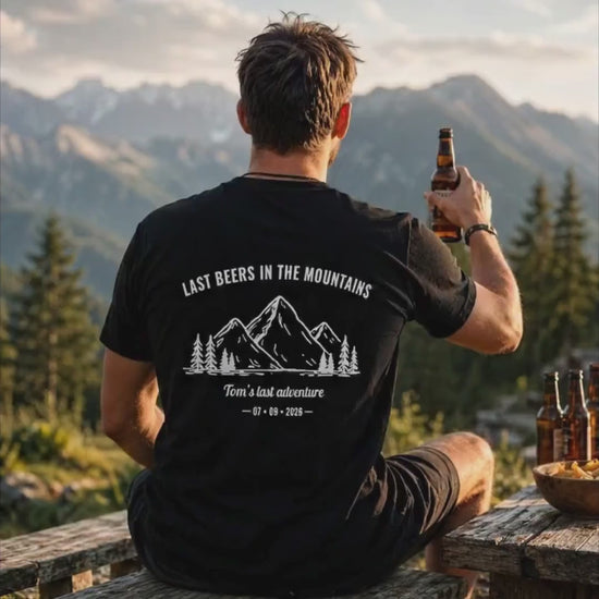JGA Shirt Männer – Bier in den Bergen T-Shirt – Bräutigam Squad Shirt – Personalisiertes Junggesellenabschied Shirt – Männer Outdoor Shirt