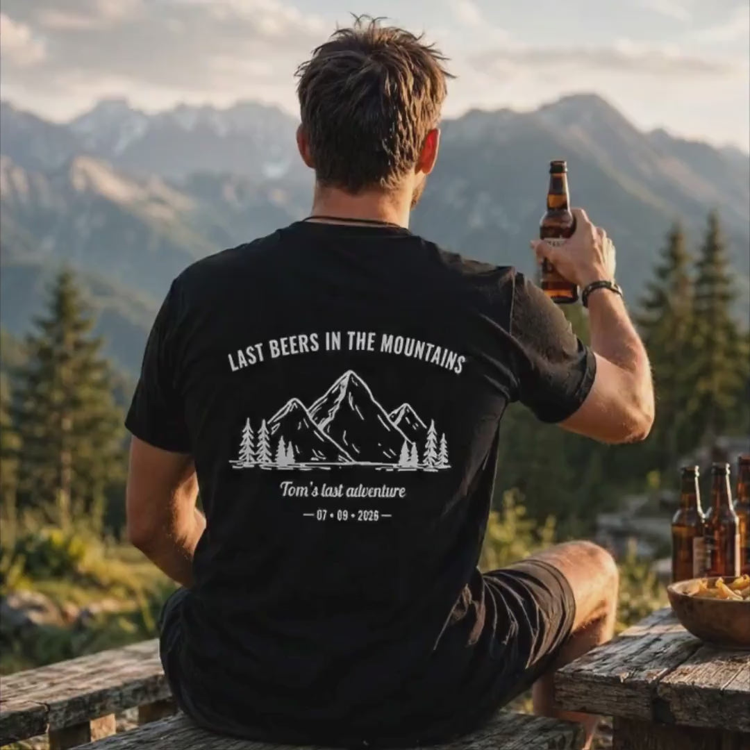 JGA Shirt Männer – Bier in den Bergen T-Shirt – Bräutigam Squad Shirt – Personalisiertes Junggesellenabschied Shirt – Männer Outdoor Shirt