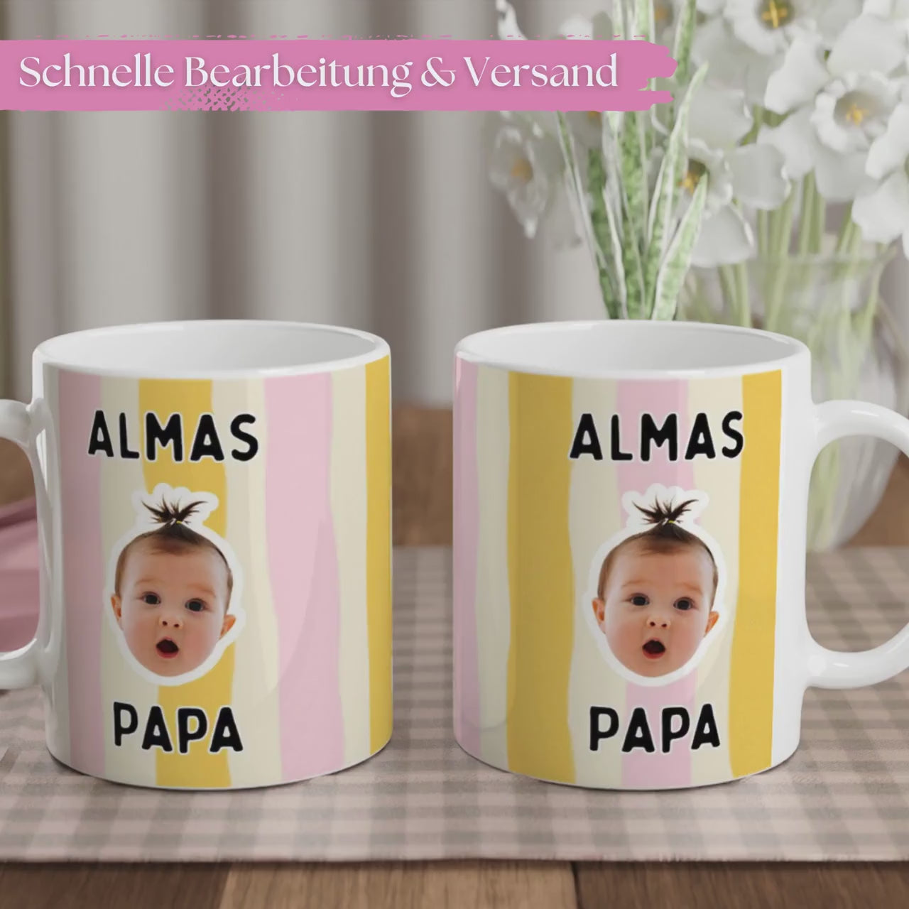 Personalisierte Papa Tasse mit Babyfoto | Geschenk für Papa Onkel Patenonkel Opa | erster Vatertag | Geburtstag Becher Weihnachten