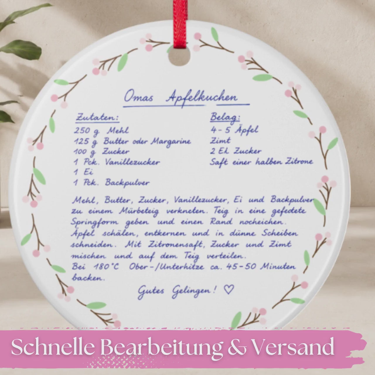 Personalisiertes Handschrift Ornament, Custom Keramik Anhänger mit Notiz Foto Kinderzeichnung, Erinnerungsgeschenk Weihnachten