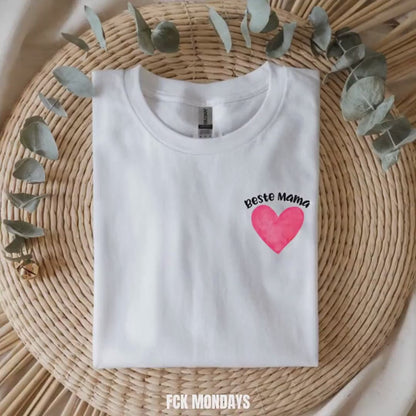 Best Mom Shirt | Beste Mama T-Shirt | Mothers Day Gift for Mom | Cute Heart Pocket Tee | Gift for New Mom | Gildan 64000