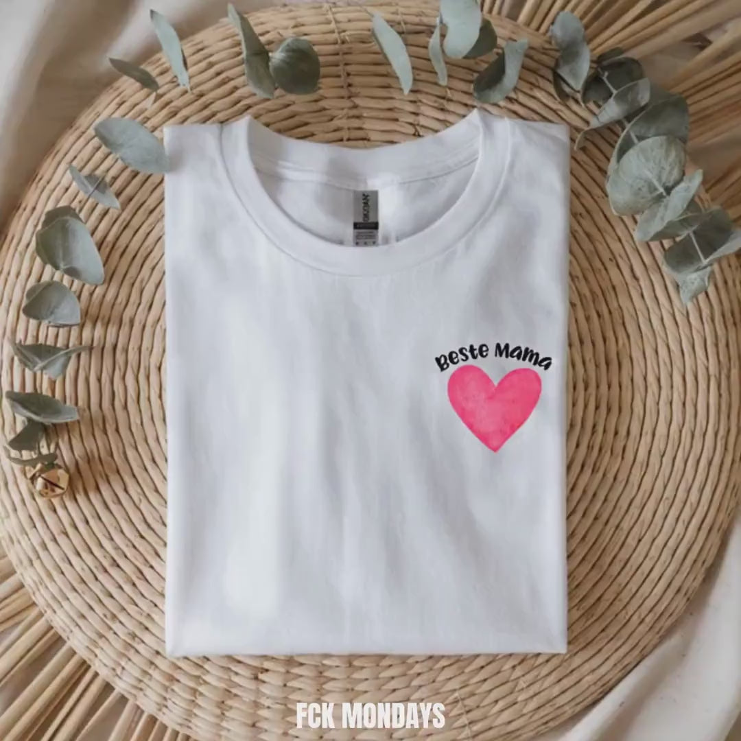 Best Mom Shirt | Beste Mama T-Shirt | Mothers Day Gift for Mom | Cute Heart Pocket Tee | Gift for New Mom | Gildan 64000