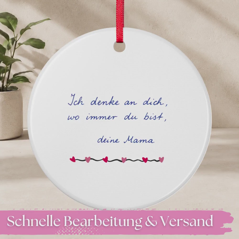 Personalisiertes Trauer Ornament, Andenken Keramik Anhänger mit Foto Zitat Wunschtext, Beerdigung Trauerfeier Geschenk Friedhof Kapelle