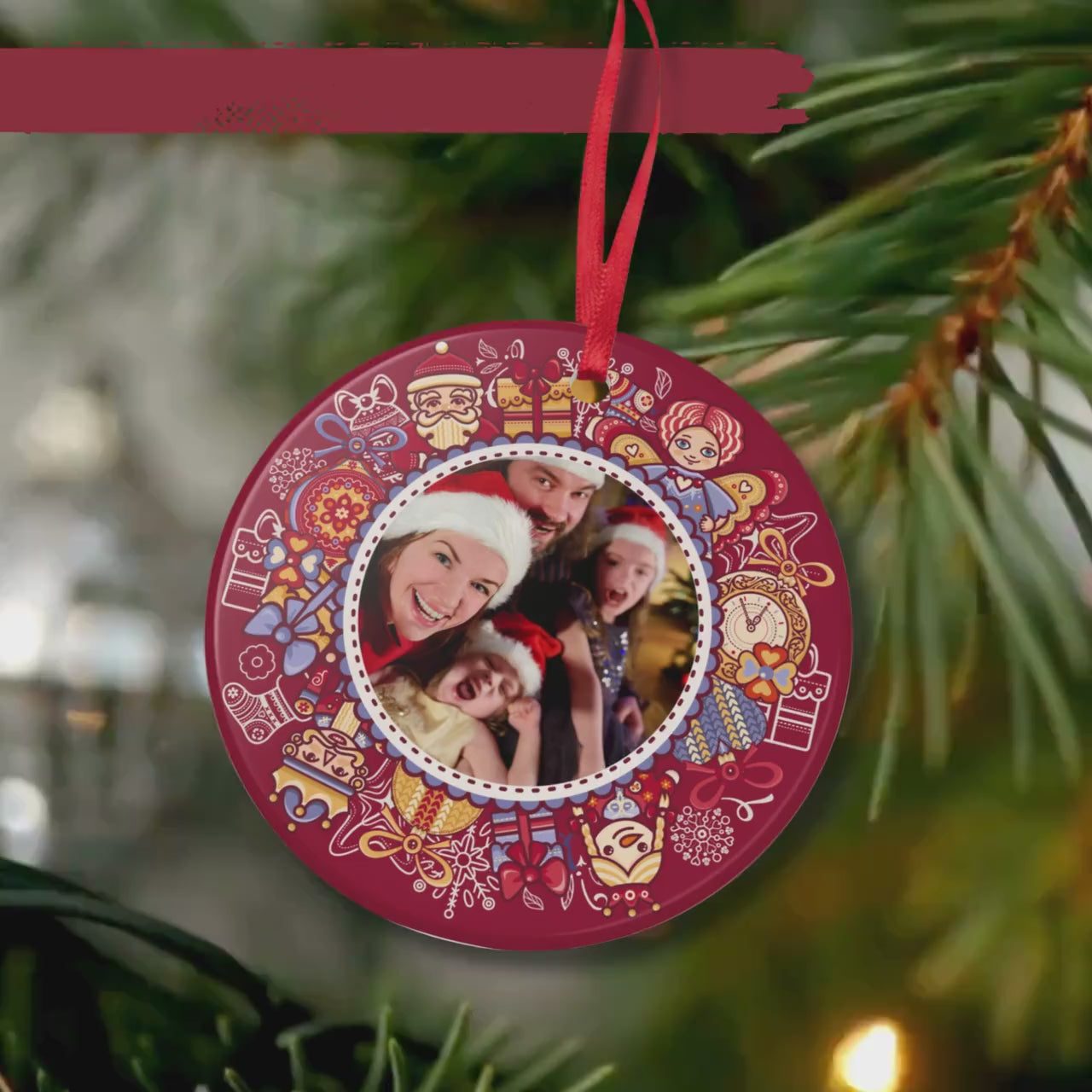 Personalisiertes Foto Ornament, Keramik Weihnachtsanhänger mit eigenem Bild, Geschenk für Familie Paare Haustier Weihnachten