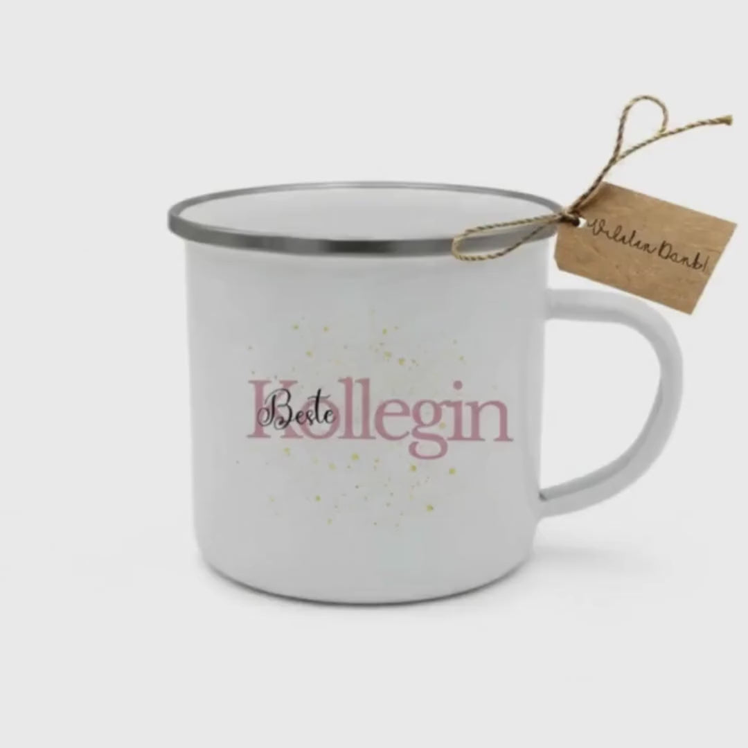 Beste Kollegin Tasse Geschenk | Emaille Becher Büro Weihnachten Geburtstag Jubiläum Geschenkidee Lieblingskollege Abschied Team Arbeitsplatz