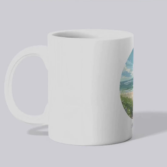 Amrum Tasse | Nordsee Becher mit Strandmotiv | Geschenk für Meerliebhaber | Insel Souvenir | Küsten Kaffee Becher | Urlaub Erinnerung
