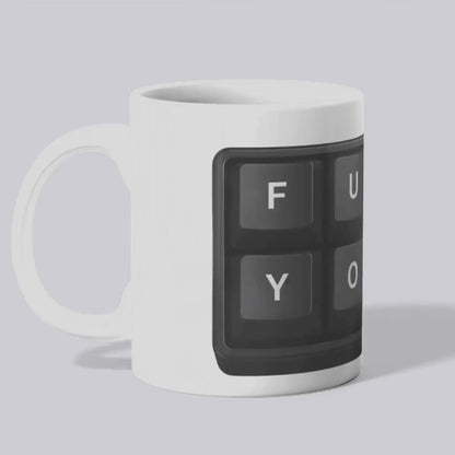 Lustige Büro Tasse „Fuck You“ Tastatur Design | Witziges Geschenk für Kollegen & Chef | Frecher Humor Becher Arbeit Kaffee Büro