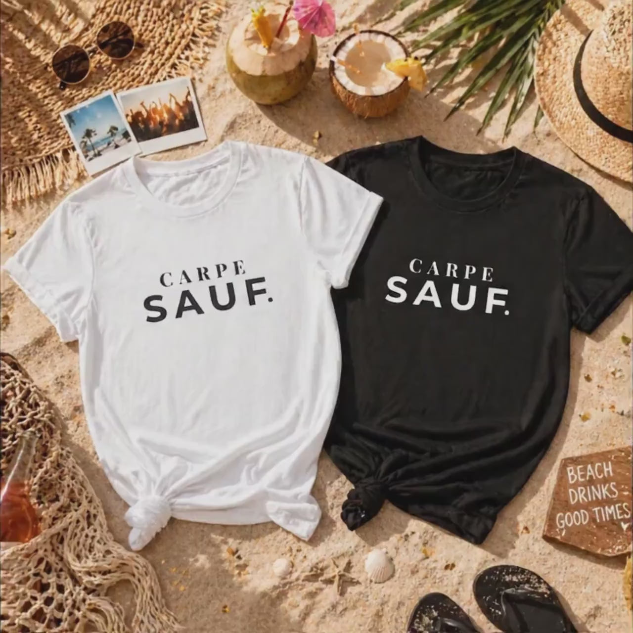 CARPE SAUF JGA Shirt Unisex Bachelorette T-Shirt Junggesellinnenabschied Bride Party Outfit Hen Party Gruppe Geschenk Frauen Männer Saufen