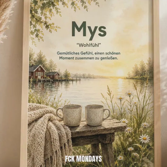 Mys Poster | Schwedische Lebensart | Hygge Wandbild | Skandinavisches Aquarell Poster | Gemütlichkeit & Wohlfühlen Scandi Plakat Zitat