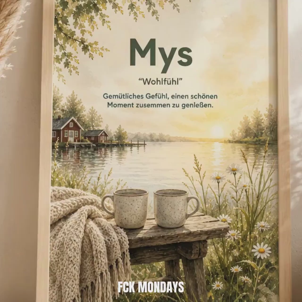 Mys Poster | Schwedische Lebensart | Hygge Wandbild | Skandinavisches Aquarell Poster | Gemütlichkeit & Wohlfühlen Scandi Plakat Zitat