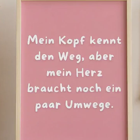 Mein Kopf kennt den Weg Poster | Mental Health Grübelstopp Plakat | Therapie Spruch Print | Herz Kopf Wandbild | Freundschaft Geschenk