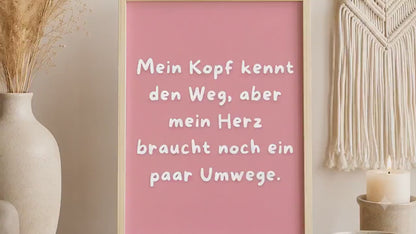 Mein Kopf kennt den Weg Poster | Mental Health Grübelstopp Plakat | Therapie Spruch Print | Herz Kopf Wandbild | Freundschaft Geschenk