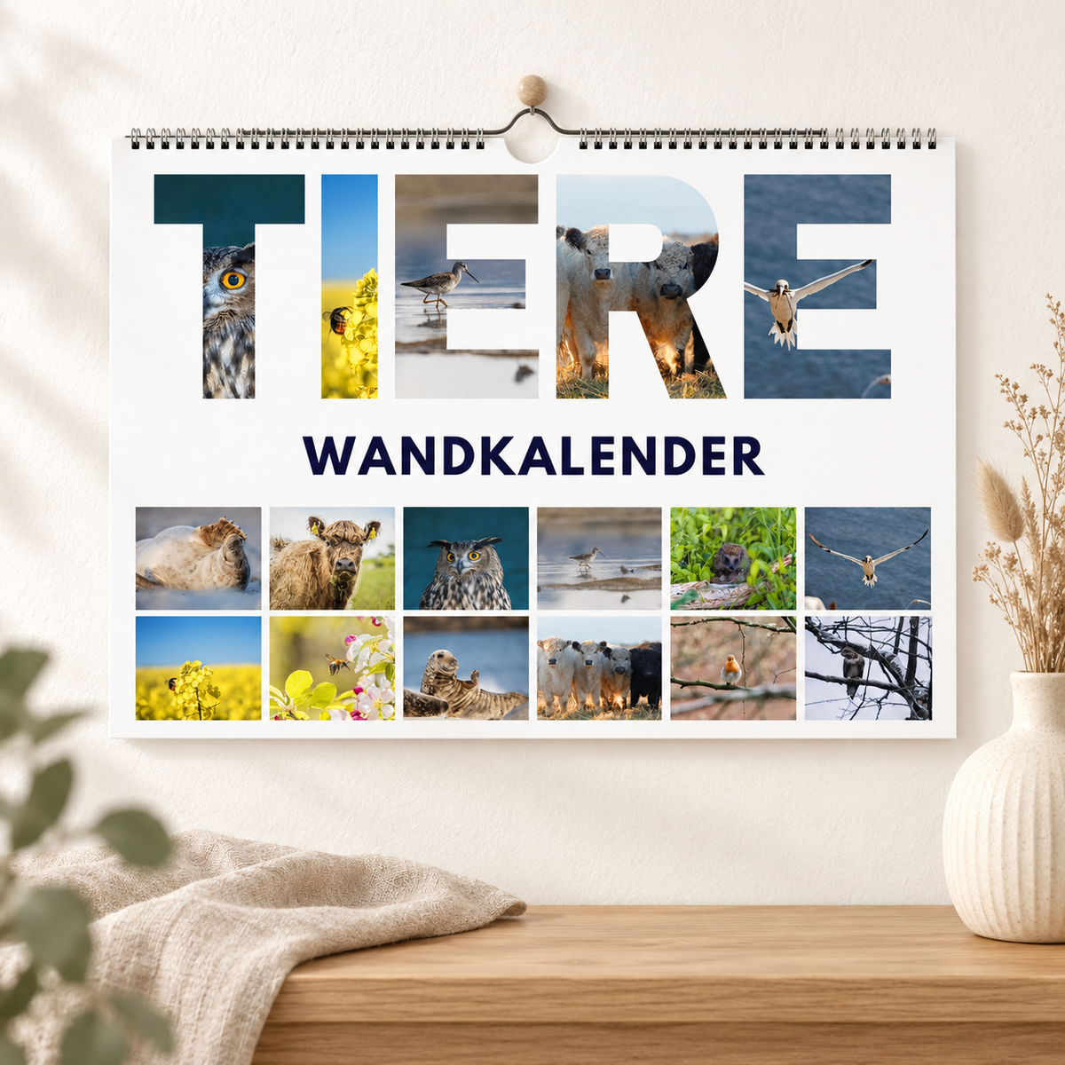 Tier & Natur Wandkalender 2027 im hellen Wohnraum